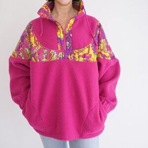 Vintage 80s ISPO Auto Sportswear Neon Pink Fleece Gorpcore Hiking Gorpcore XL